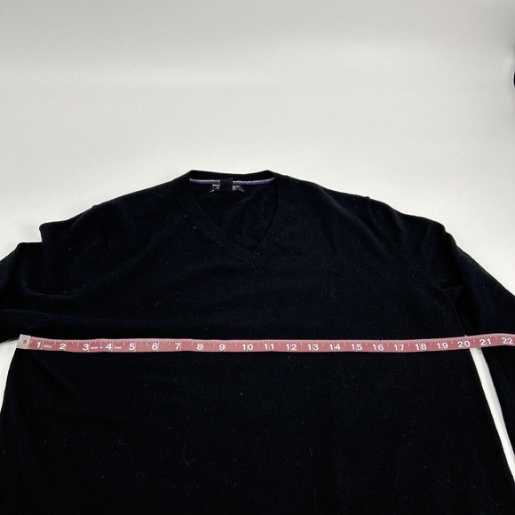 Banana Republic Sweater Men L Black V-Neck Pullover 100% Merino‎ Extra Fine Wool - Picture 6 of 7